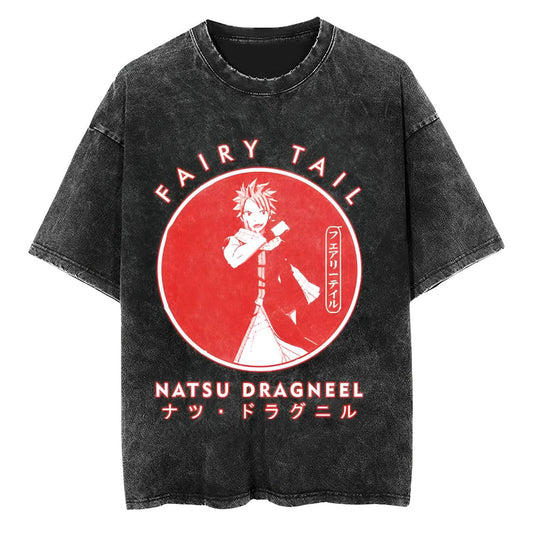 T-Shirt Fairy Tail Natsu Red Circle
